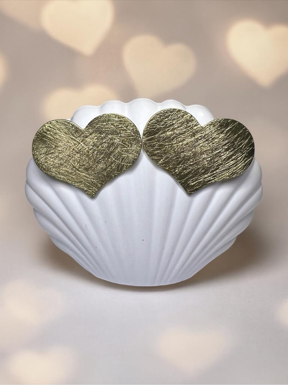 Gold Heart Stud Earrings - Women's Jewelry